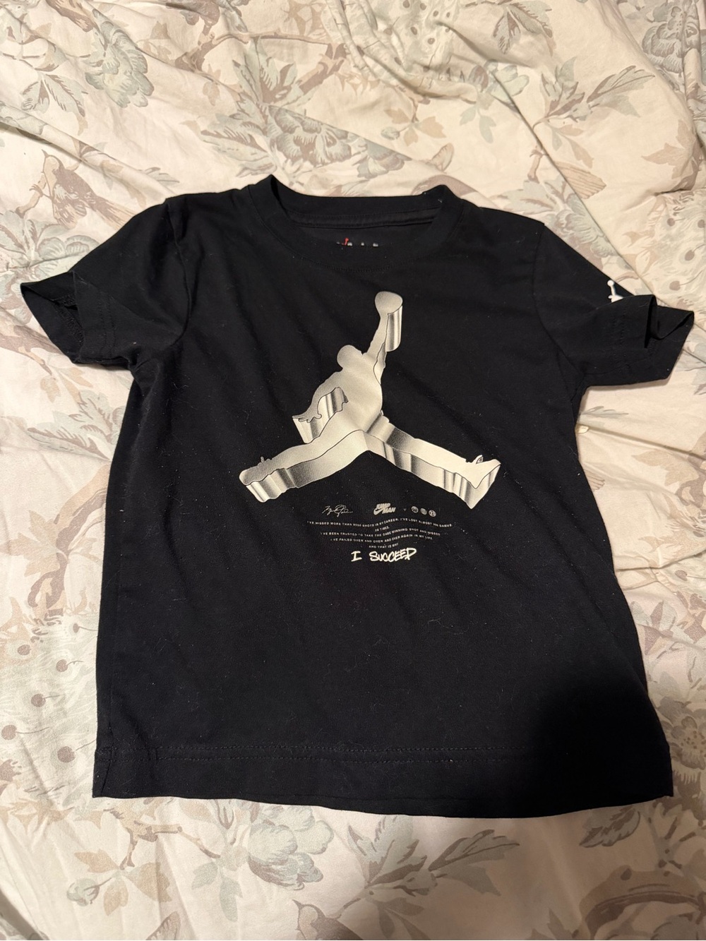 Jordan Black Tee with Metallic Silver Jumpman Graphic